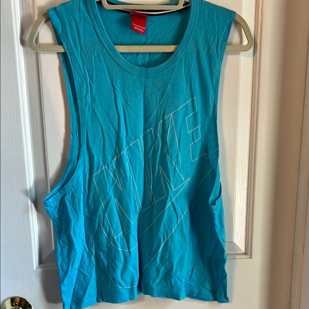 Nike Blue Sleeveless Muscle Tee with Cut Out Design